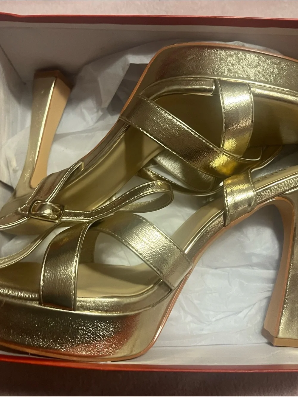 Amazon Metallic Gold Platform Strappy Heeled Sandals